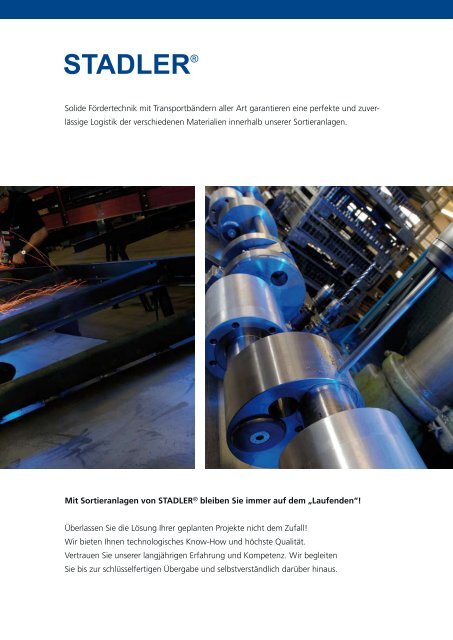 Sortier-Systeme für die Entsorgungsindustrie Image Prospekt blau