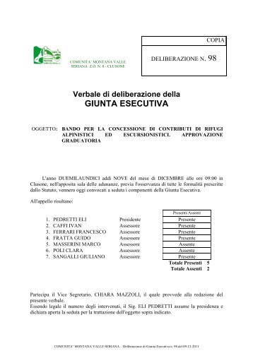 098 - Comunità Montana Valle Seriana