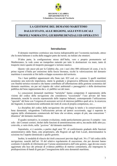 Convegno Demanio Marittimo - Regione Calabria - Dipartimento ...