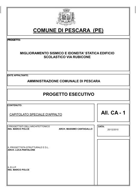 Capitolato Speciale d'Appalto - Comune di Pescara