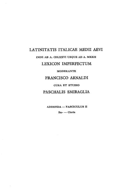 latinitatis italicae medii aevi lexicon imperfectum francisco arnaldi ...