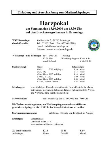 Harzpokal - Wintersportverein Braunlage von 1892 eV