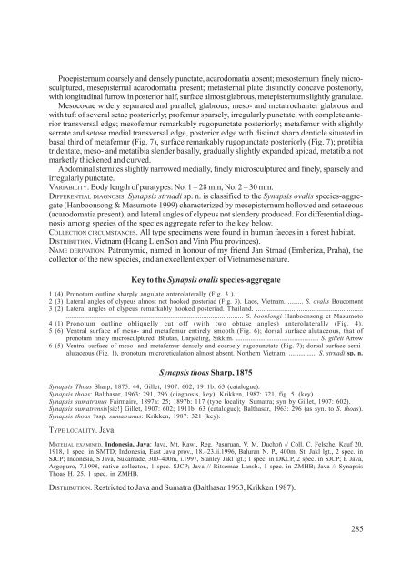 Distribution and taxonomy of some Synapsis species, with ...