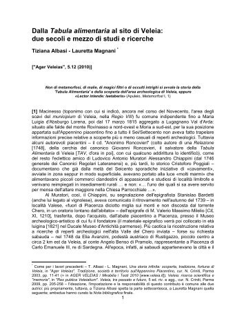 Dalla Tabula alimentaria al sito di Veleia: due secoli e ... - ager veleias