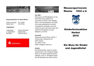 Wassersportverein Rheine 1932 eV Kinderferienaktion Herbst 2010 ...