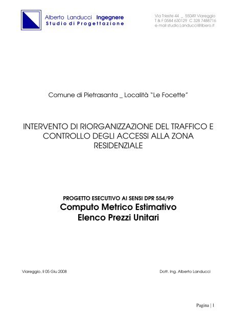 Computo Metrico Estimativo ed Elenco Prezzi Unitari - Comune di ...