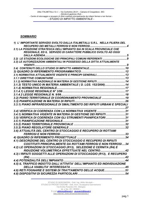 Sintesi non tecnica - Provincia di Bologna