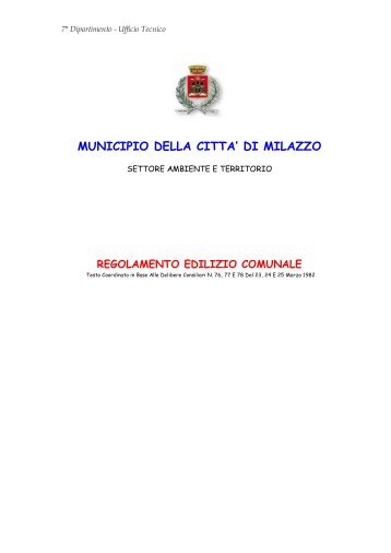 Regolamento Edilizio Comunale - Comune di Milazzo