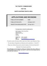 APPLICATIONS AND DECISIONS - Department for Transport