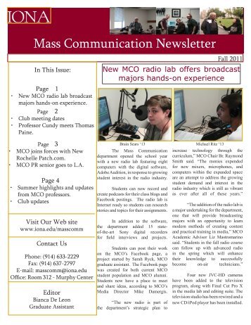 Mass Communication Newsletter - Iona College