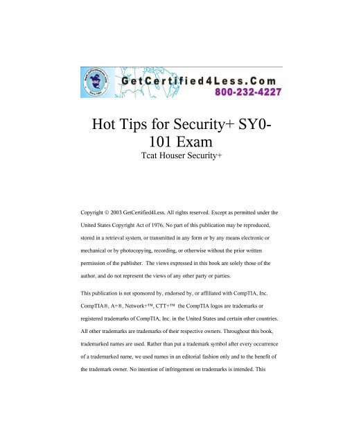 Hot Tips for Security+ SY0- 101 Exam - GetCertify4Less.com