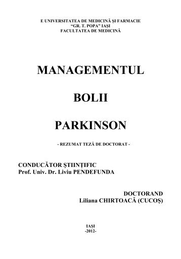 MANAGEMENTUL BOLII PARKINSON - Gr.T. Popa
