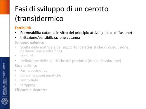 Sistemi transdermici e sviluppi