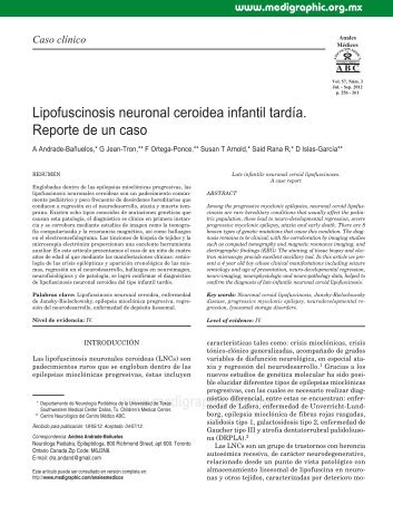 Lipofuscinosis neuronal ceroidea infantil tardía ... - edigraphic.com