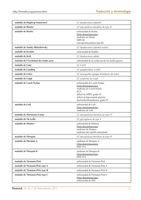 Vocabulario francés-español de enfermedades raras: errores ...