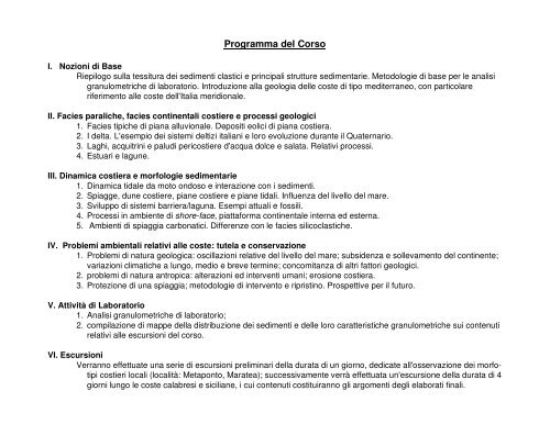 Lezione I - Introduzione e Caratteri Sedimenti - Università degli ...