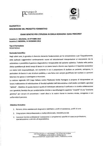 Progetto Formativo - Project & Communication - ECM - RES