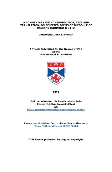 Christopher John Blakeman PhD Thesis - University of St Andrews