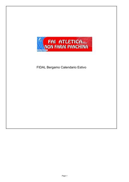 FIDAL Bergamo Calendario Estivo - Atletica Paratico