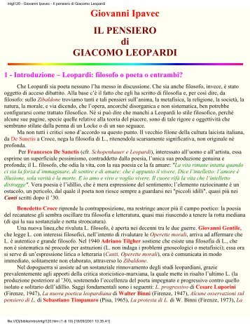 intgl120 - Giovanni Ipavec - Il pensiero di Giacomo ... - Classici Italiani