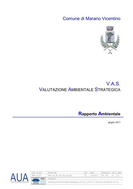 VAS – Rapporto Ambientale - Comune di Marano Vicentino