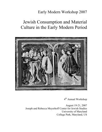 Jewish Consumption and Material Culture in the Early Modern Period