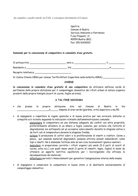 Modulo Richiesta Compostiera Modificato Comune Di Budrio