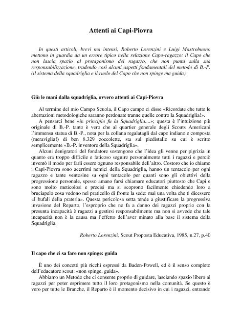 Un adulto chiamato Capo Parte II - Agesci