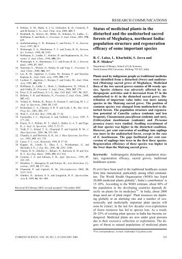 Status of medicinal plants in the disturbed and the undisturbed ...