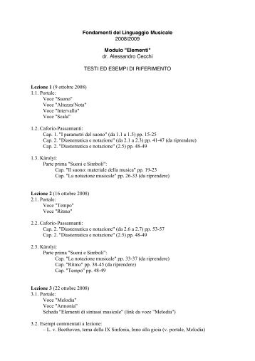 Fondamenti del Linguaggio Musicale 2008/2009 Modulo "Elementi ...