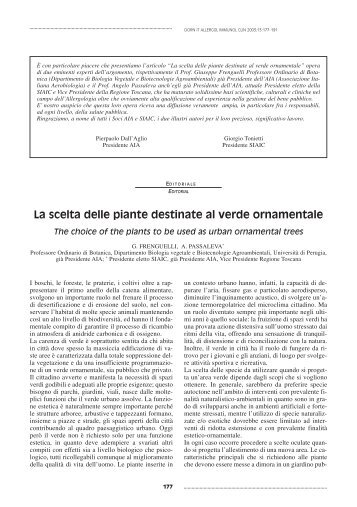 La scelta delle piante destinate al verde ornamentale. G ... - SIRA