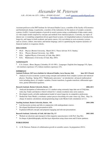 Download Curriculum Vitae - IMT Lucca Institute for Advanced Studies