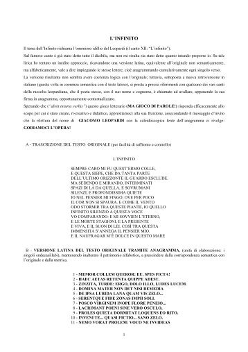 Inedito approccio di Giuseppe Grangetto all'Infinito ... - Partecipiamo.it
