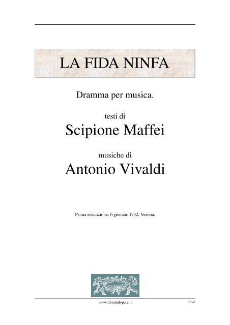Vivaldi La Fida Ninfa Vivaldi La Fida Ninfa