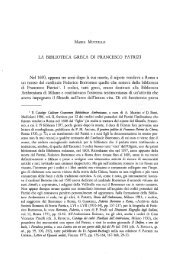 LA BIBLIOTECA GRECA DI FRANCESCO PATRIZI Nel 1600 ...