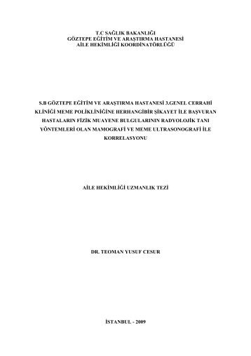 tc sağlık bakanlığı göztepe eğitim ve araştırma hastanesi aile ...