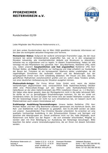 Download PFRV-Rundschreiben 02/09 - Pforzheimer Reiterverein e.V.