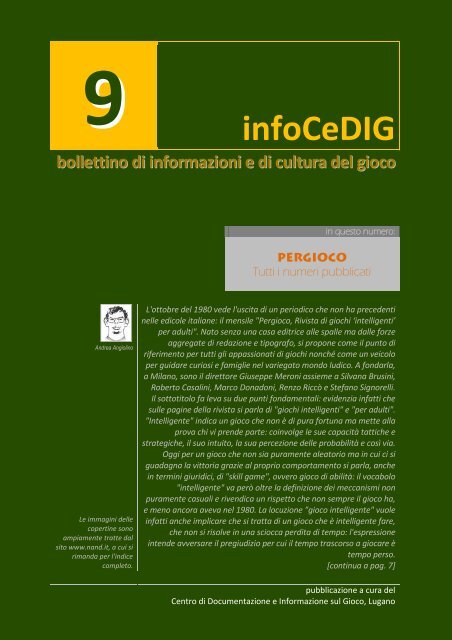 infoCeDIG #9 - Centro di Documentazione e Informazione sul Gioco