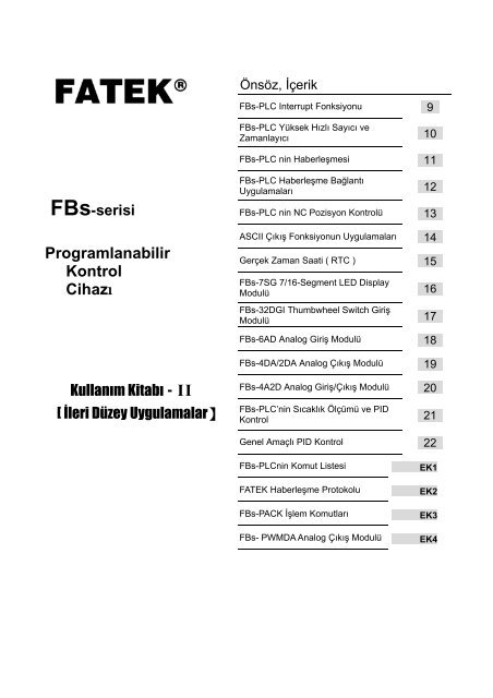 Bölüm 10 FBs- PLC Yüksek-Hızlı Sayıcı ve Zamanlayıcı