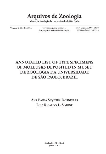 Annotated list of type specimens of mollusks deposited in ... - Moluscos