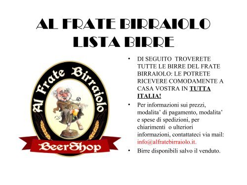 Le Birre - Al Frate Birraiolo