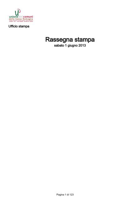 1 giugno 2013 - Rassegna Stampa - Unione dei Comuni della ...