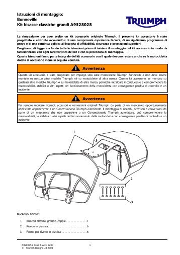 A9900356 - Bonneville - Saddlebags_IT.fm - Triumph Instructions.com