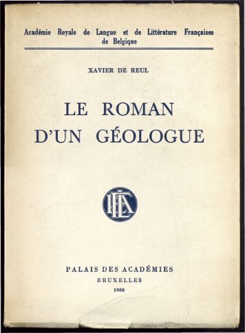 LE ROMAN D'UN GÉOLOGUE - Archives et musée de la littérature