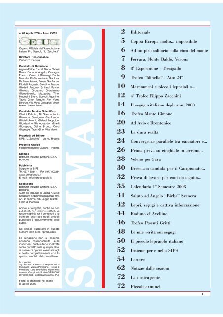I Segugi N 82 Societa Italiana Pro Segugio calendario pro segugio 2021