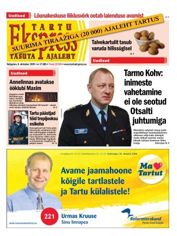 Tarmo Kohv: inimeste vahetamine ei ole seotud ... - Tartu Ekspress