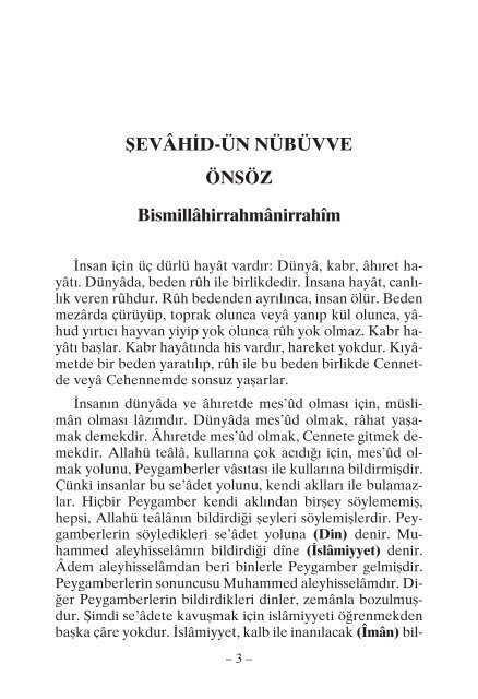 fiEVÂH‹D-ÜN NÜBÜVVE