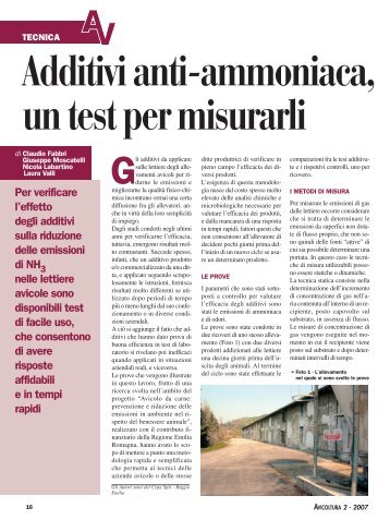 Additivi anti-ammoniaca, un test per misurarli - Centro Ricerche ...