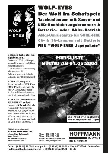WOLF-EYES Hochleistungslampen mit Akku ... - Hoffmann-Import