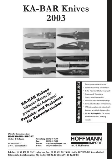 KA-BAR Knives 2003 - Hoffmann-Import